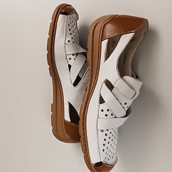 Riekers Antistress White & Saddle Brown Perforated Leather Loafer - Picture 11 of 12